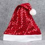 Christmas Hats Sequins Santa Claus Red Velvet Hats With White Cuffs