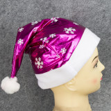 Christmas Hats Sequins Snowflakes Red Velvet Hats With White Cuffs