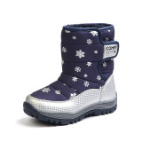 Kid Toddler Boy Girl Print Snowflake Add Wool Waterproof Snow Boots