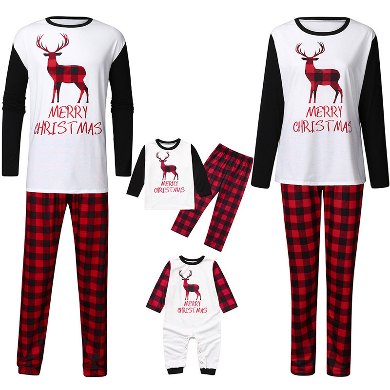 Christmas Family Matching Pajamas Sleepwear Sets Christmas Deer Top and ...