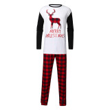 Christmas Family Matching Pajamas Sleepwear Sets Christmas Plaids Deer Top and Pants