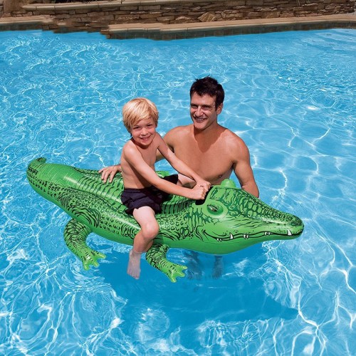 Green Crocodile Ride-On Inflatable Pool Floats Toy For Kids Child Adults