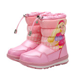 Kid Girl Cartoon Princess Add Wool Thicken Fluff Waterproof Winter Warm Snow Boots