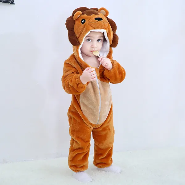 Baby Brown Leo Lion Onesie Kigurumi Pajamas Animal Costumes for Unisex Babys