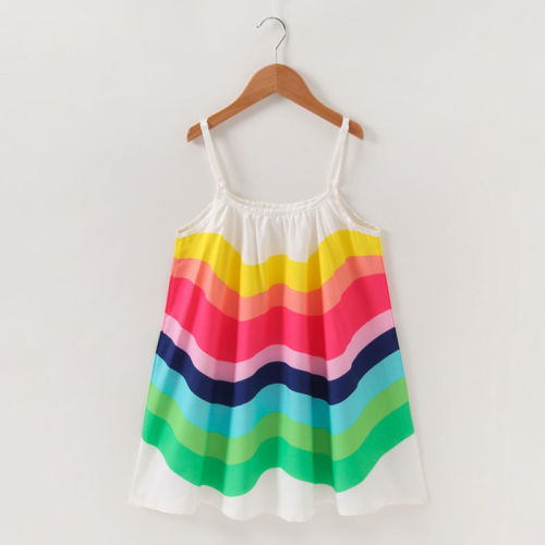 Toddler Girls Rainbow Chiffon Summer Slip Dress