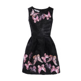 Mommy and Me Print Pink Butterflies Sleeveless Dresses