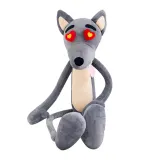 Grey Wolf with Red Hearts Eyes Soft Stuffed Plush Animal Doll for Kids Gift