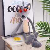 Grey Wolf with Red Hearts Eyes Soft Stuffed Plush Animal Doll for Kids Gift