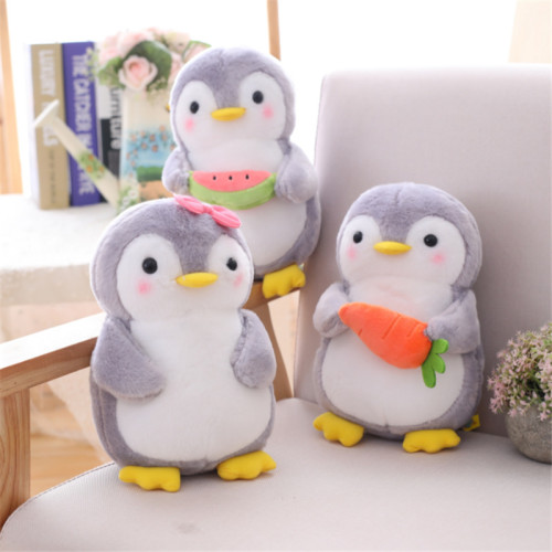 Grey Fruits Penguin Soft Stuffed Plush Animal Doll for Kids Gift