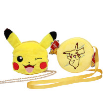 Yellow Pikachu Pokemon Plush Circle Crossbody Shoulder Bags for Toddlers Kids