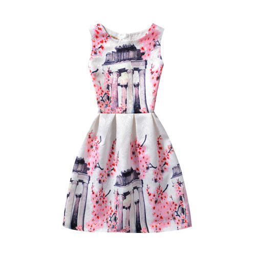 Mommy and Me Print Flowers A-line Sleeveless Dresses