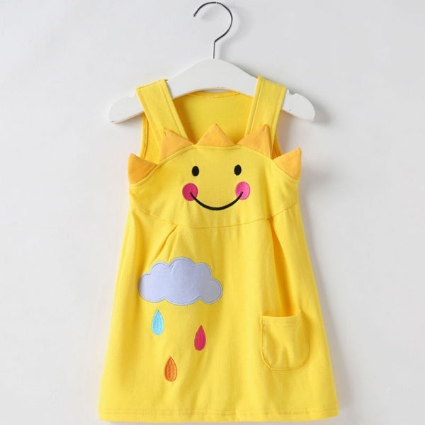 Baby Toddler Girls Yellow Sun Cloud Summer T-shirt Casual Dress