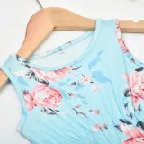 Mommy and Me Matching Red Flowers Summer Slips Jumpsuit Romper