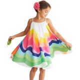Toddler Girls Rainbow Chiffon Summer Slip Dress