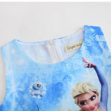 Girls Print Frozen Princess Short Sleeves A-line Skater Dress
