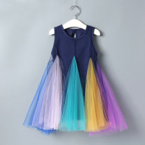 Girls Colorful Rainbow Tutu A-line Skater Dress