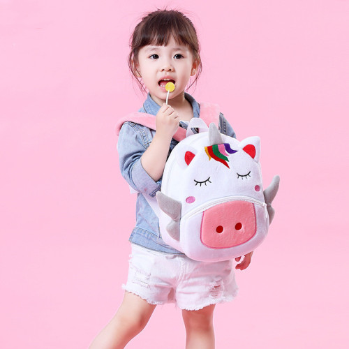 Kindergarten School Backpack White Unicorn Animal School Bag For Toddlers Kids