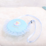 Blue Frozen Plush Circle Crossbody Shoulder Bags for Toddlers Kids