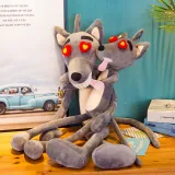 Grey Wolf with Red Hearts Eyes Soft Stuffed Plush Animal Doll for Kids Gift