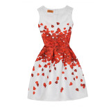Mommy and Me Print Flowers Sleeveless A-line Dresses