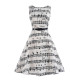 Mommy and Me Print Black Music Score Sleeveless A-line Dresses