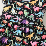 Girls Print Colorful Dinosaurs Short Sleeves A-line Skater Dress
