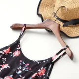 Mommy and Me Matching Red Flowers Summer Slips Jumpsuit Romper