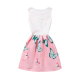 Mommy and Me Print Butterflies Sleeveless Dresses