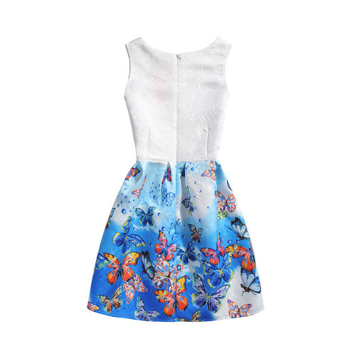Mommy and Me Print Ombre Butterflies A-line Sleeveless Dresses