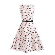 Mommy and Me Print Cherry Sleeveless A-line Dresses