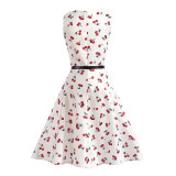 Mommy and Me Print Cherry Sleeveless A-line Dresses