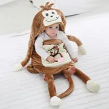Newborn Baby Brown Monkey Thicken Cotton Flannel Sleeping Bag 0-24M