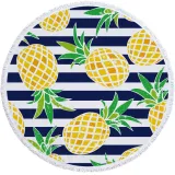 Print Pineapples Round Tassels Cotton Beach Towel Blanket Table Cover Wall Hanging