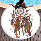 Print Rainbow Dreamcatcher Round Tassels Cotton Beach Towel Blanket Table Cover Wall Hanging