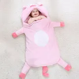 Newborn Baby Pink Pig Thicken Cotton Flannel Sleeping Bag 0-24M