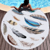 Print Rainbow Feathers Dreamcatcher Round Tassels Cotton Beach Towel Blanket Table Cover Wall Hanging