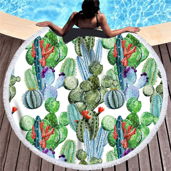 Prints Cactus Cotton Beach Towel Blanket Table Cover Wall Hanging