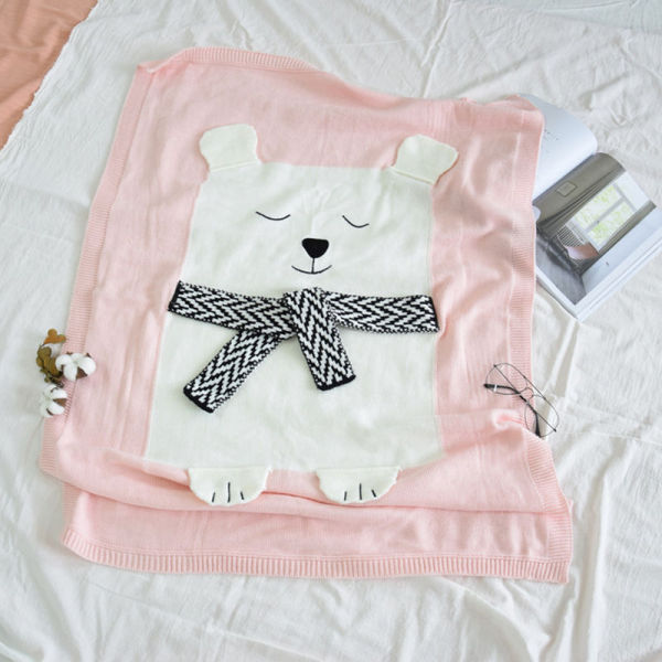 Print Knit Bear Sleeping Blanket