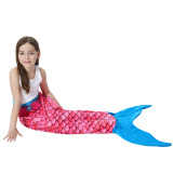 Kids Mermaid Tail Fish Scale Design Flannel Blanket Sleeping Bag