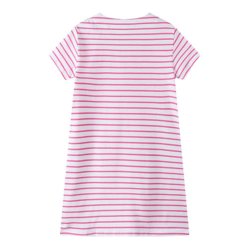Toddler Kids Girls Pink Stripes Embroider Flamingo Cotton T-shirt Dress