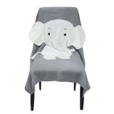 Cute Grey Elephant Knit Blanket For Kids