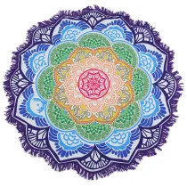 Print Mandala Rainbow Lotus Flower Tassels Beach Towel Blanket Table Cover Wall Hanging