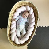 Infant Soft Pad Braided Crib Bumper Knot Pillow Cushion Cradle Decor for Baby