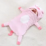 Newborn Baby Pink Pig Thicken Cotton Flannel Sleeping Bag 0-24M