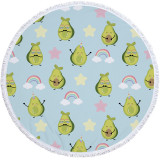 Print Fruit Avocados Round Tassels Cotton Beach Towel Blanket Table Cover Wall Hanging