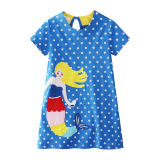 Toddler Kids Girls White Dots Embroider Rainbow Mermaid Cotton T-shirt Dress
