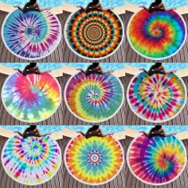 Print Dye Rainbow Round Tassels Cotton Beach Towel Blanket Table Cover Wall Hanging