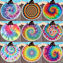 Print Dye Rainbow Round Tassels Cotton Beach Towel Blanket Table Cover Wall Hanging