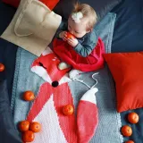 Print Knit Fox Sleeping Blanket