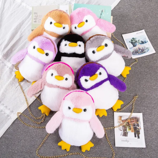 Cute Plush Stuffed Penguin Crossbody Shoulder Bag for Toddlers Kids